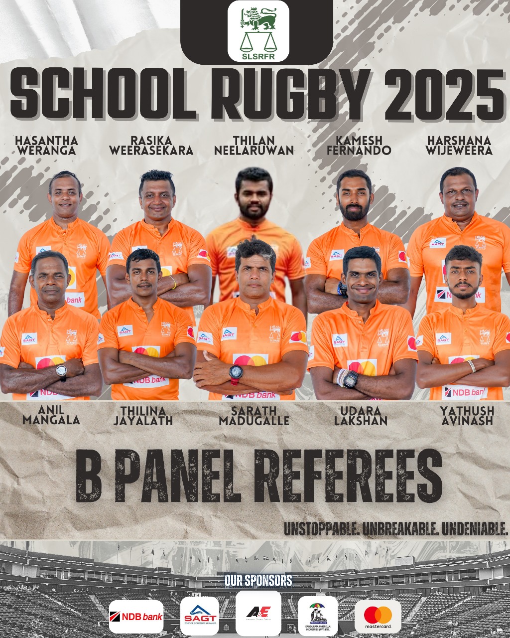📢 SLSRFR Proudly Announces the Second Stage Panel for B Division Referee Panel for the 2025 School Rugby Tournament! 🏉