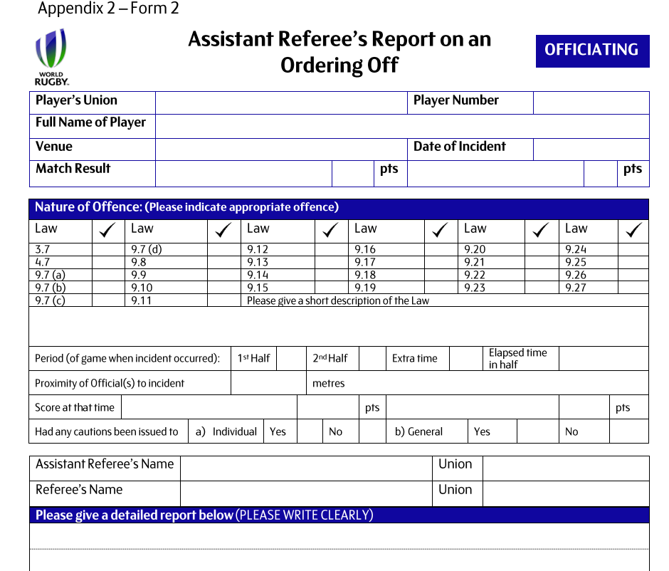 A R Call Ordering Off – Red Card